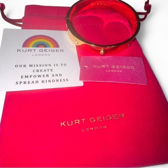 Kurt Geiger Black Enamel and Gold-Tone Bangle Bracelet - Picture 2 of 6